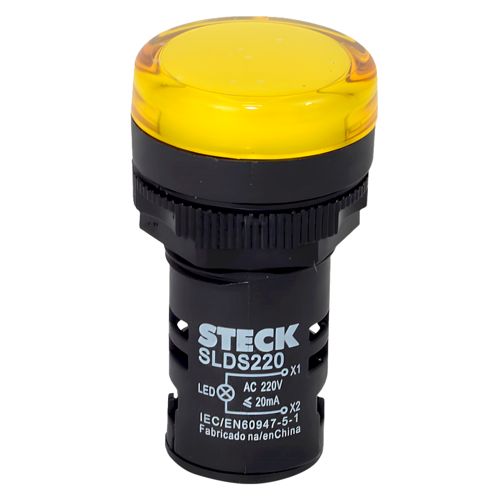 Ojo De Buey Plastico 220VCA 22mm Amarillo Steck Electric