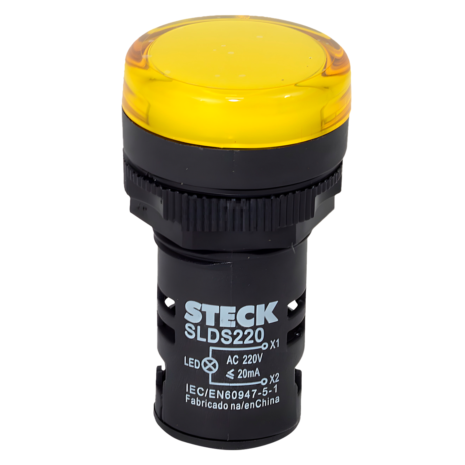 Ojo de Buey Plástico 220VCA 22mm Amarillo Steck Electric