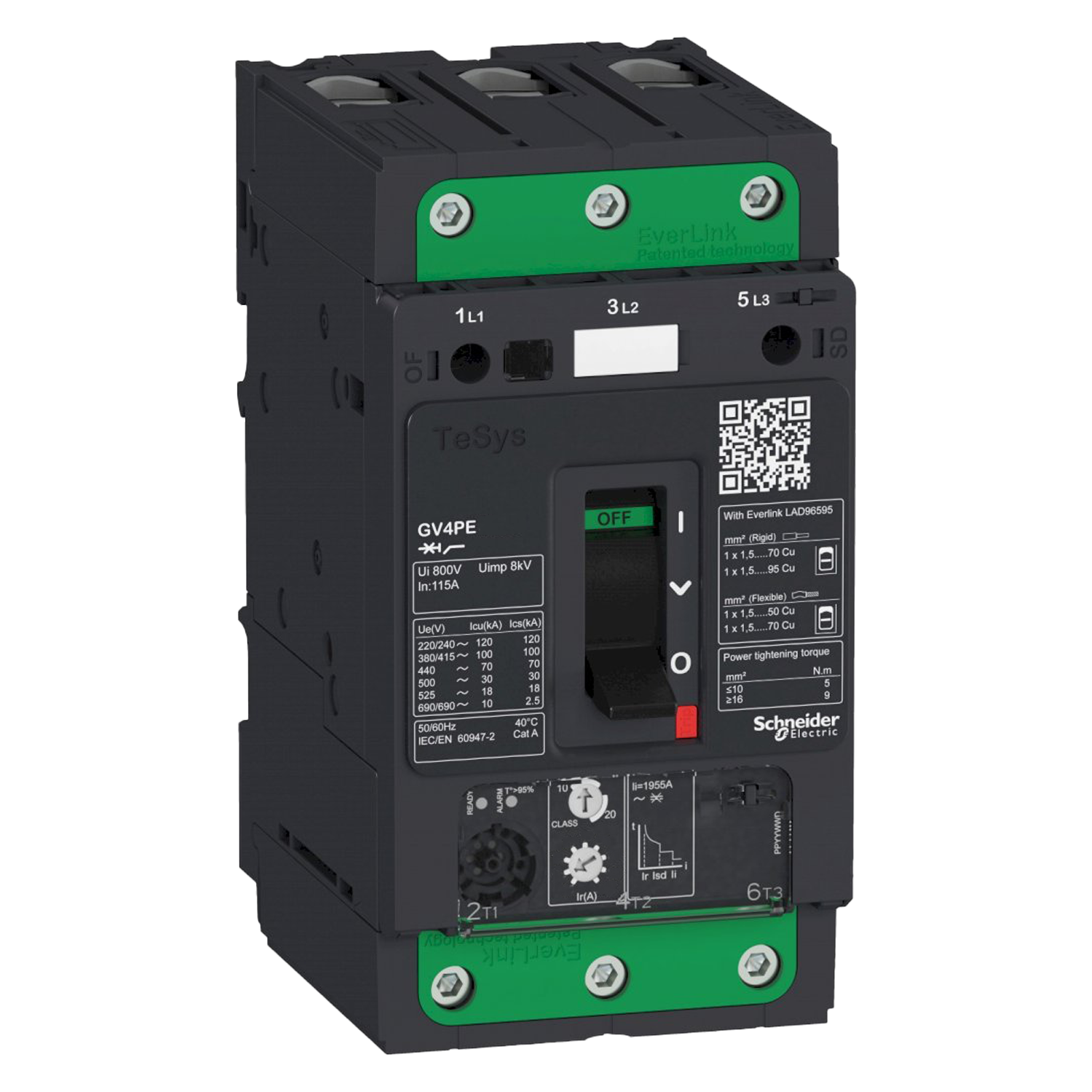 Guardamotor Magnetotérmico GV4 3P 40-80A 100KA Schneider Electric