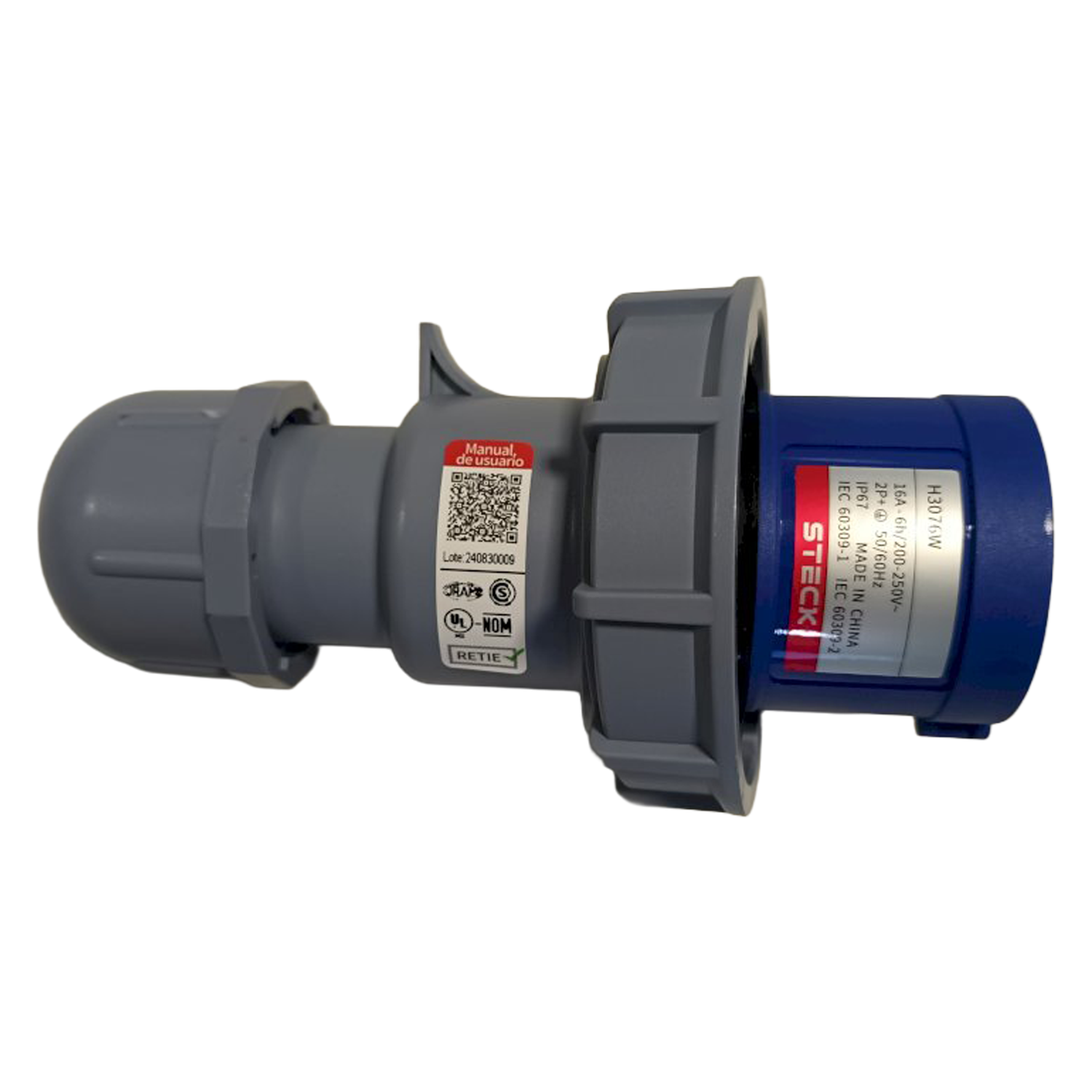 [37088] Ficha Industrial Móvil Triton 2P+T 16A 220V IP67 Steck Electric