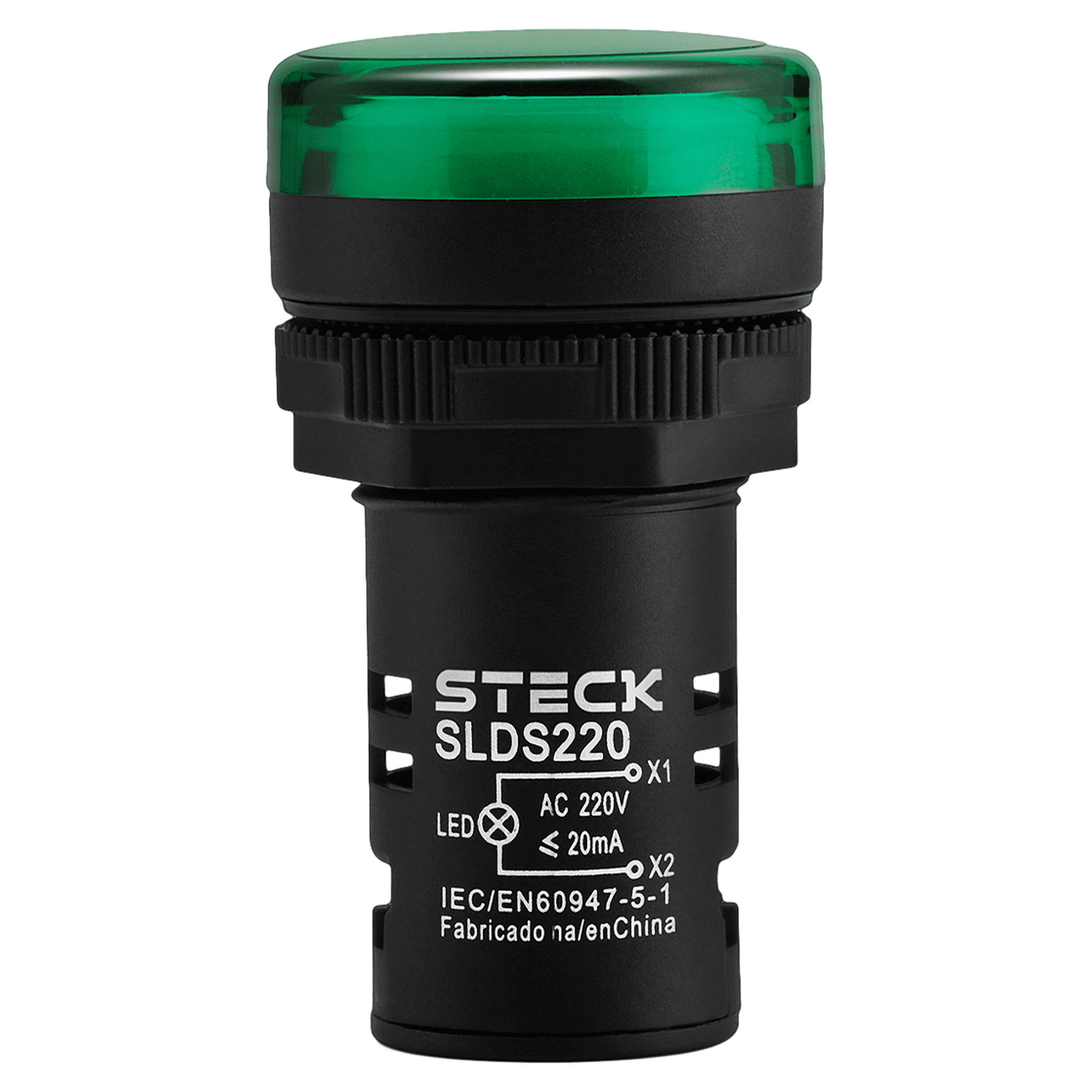 [36520] Ojo de Buey Plástico 220VCA 22mm Verde Steck Electric