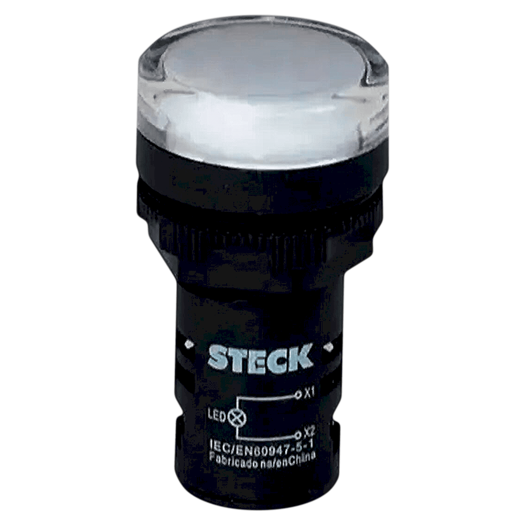 Ojo de Buey Plástico 24VCA/VCC 22mm Blanco Steck Electric