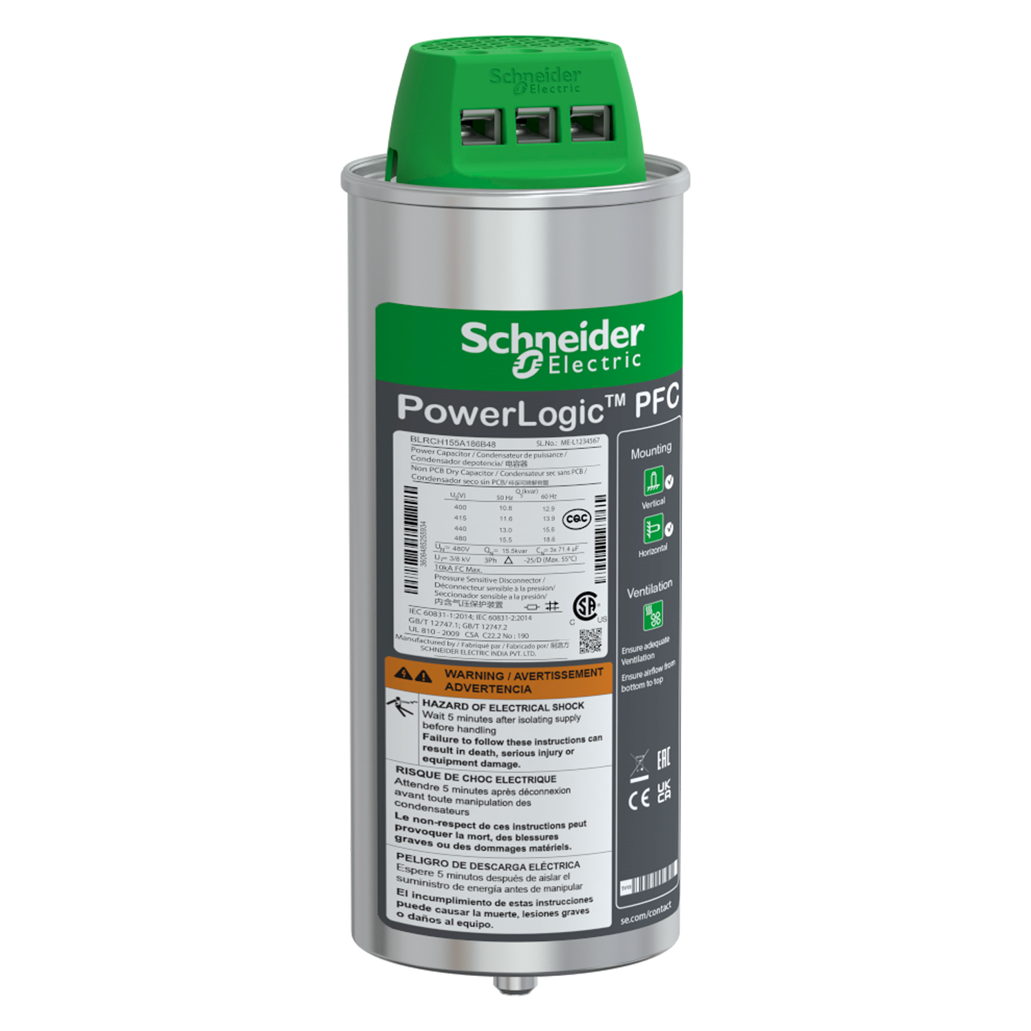 [25719] Capacitor Varplus 3 Fases 480VCA 15,5kVAR Schneider Electric