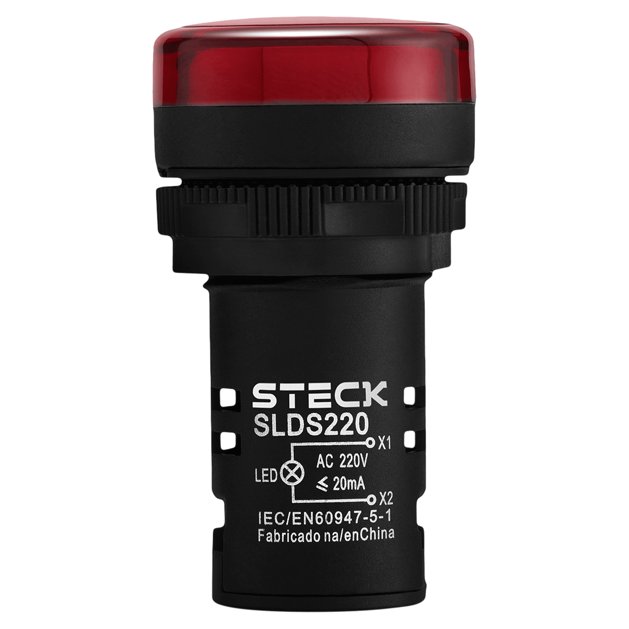 Ojo de Buey Plástico 220VCA 22mm Rojo Steck Electric