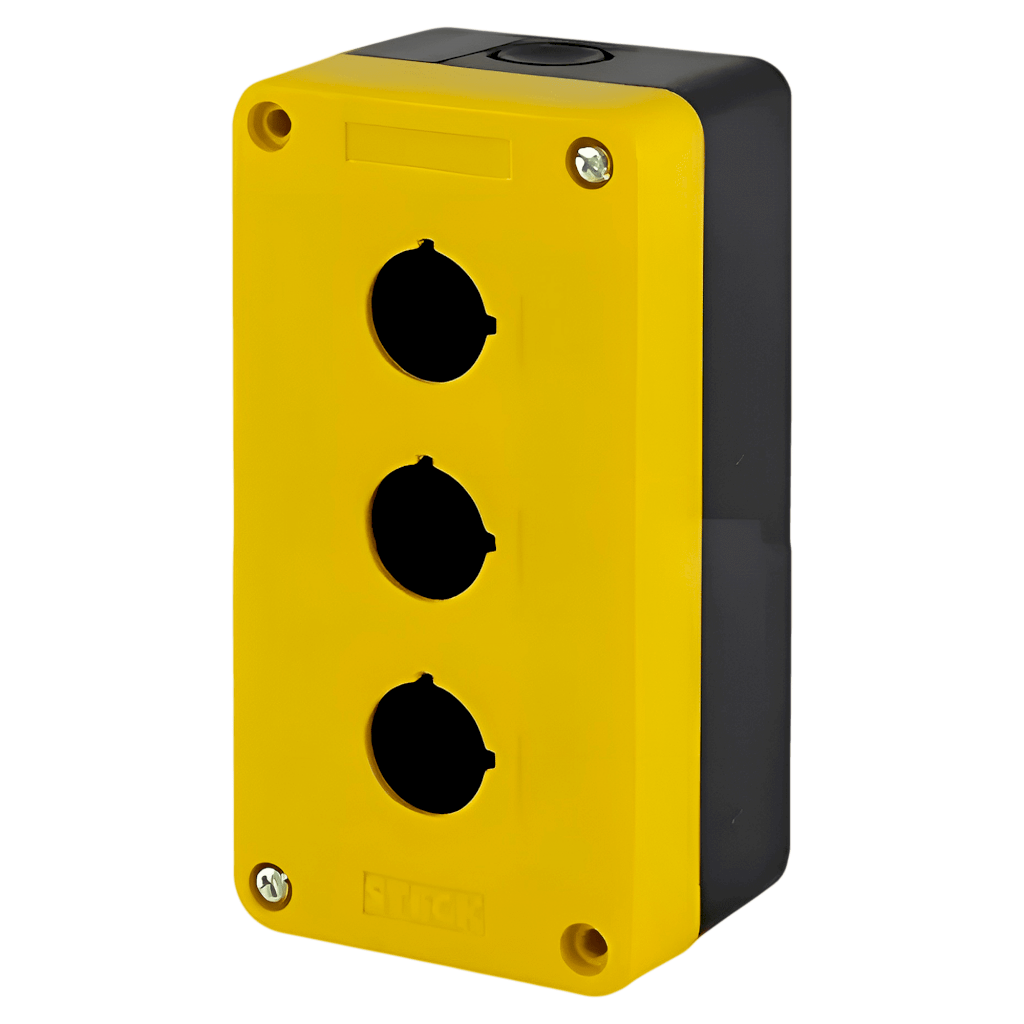 [36862] Caja Pie de Maquina Plástico Amarillo/Negro 3 Orificios Steck Electric