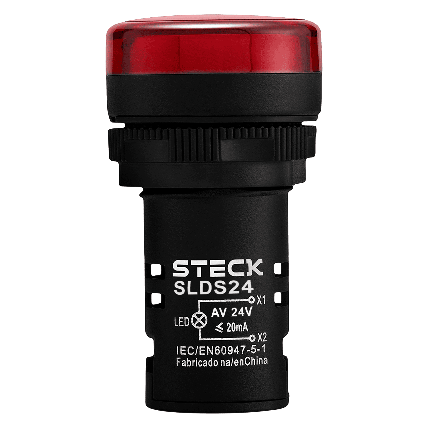 [36524] Ojo de Buey Plástico 24VCA/VCC 22mm Rojo Steck Electric