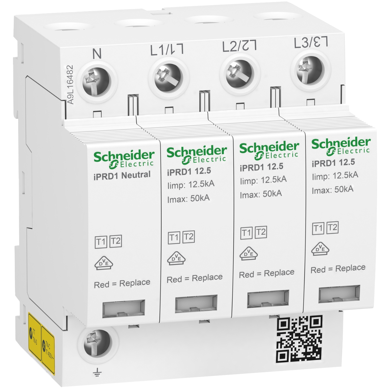 [37600] Descargador de Sobretension Prd1 12,5R 3P+N Clase I Ii Schneider Electric