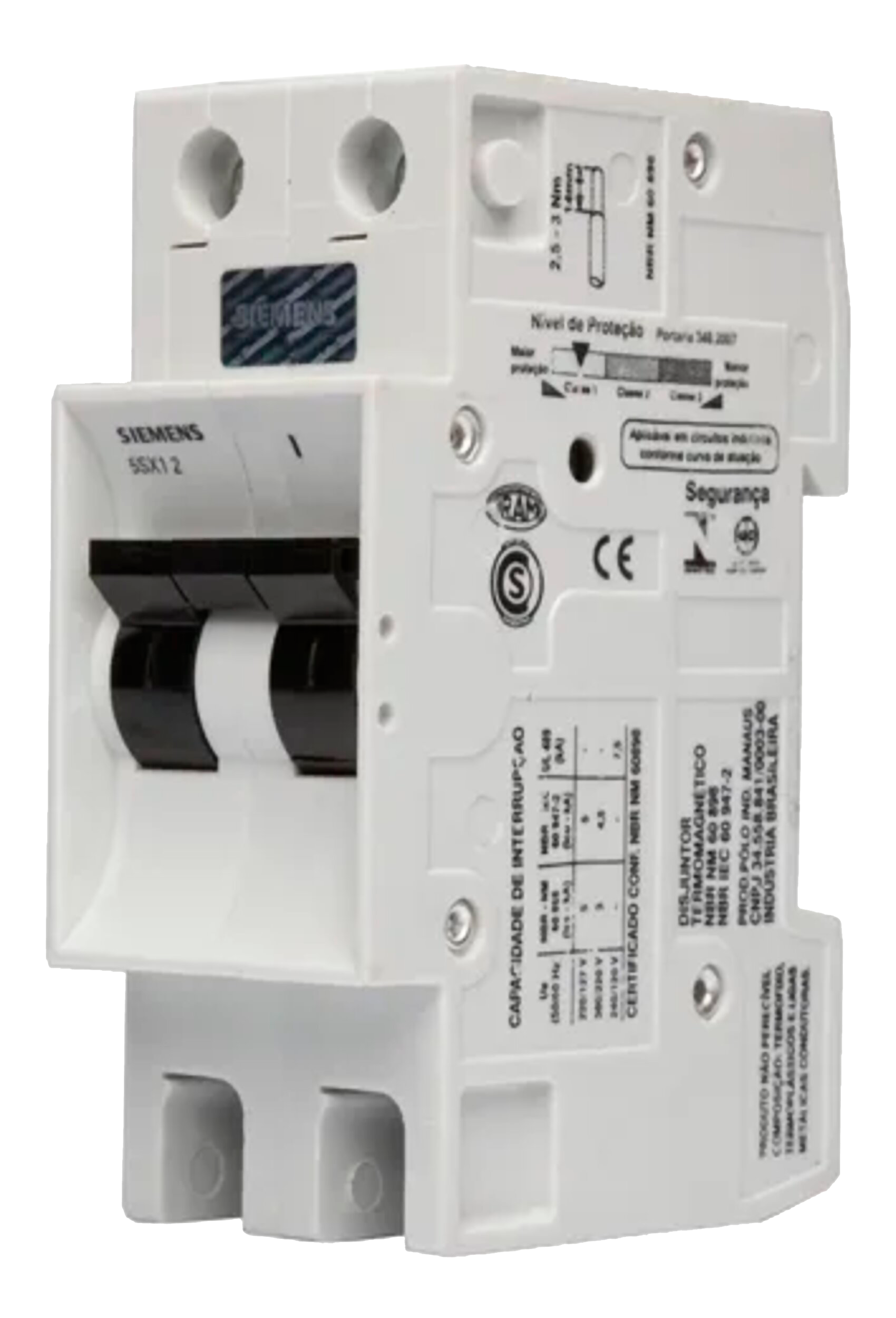Interruptor Termomagnético 5SX12 2x10A 20KA Curva C Siemens
