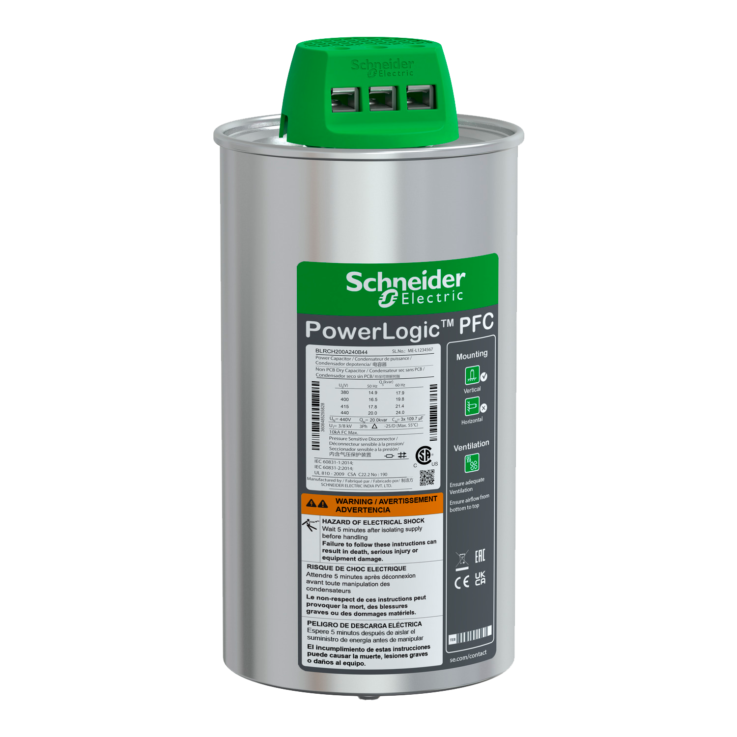 [37373] Capacitor Varplus 3 Fases 440VCA 20Kvar Schneider Electric