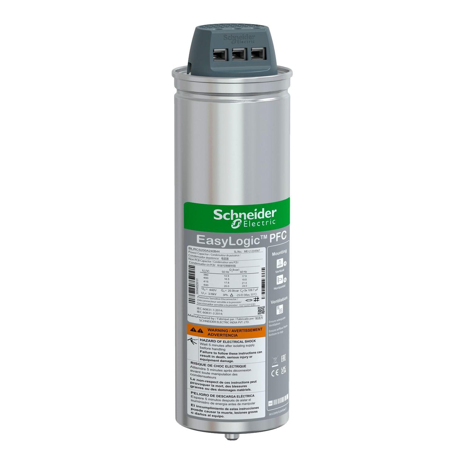 [37391] Capacitor Varplus 3 Fases 440VCA 20Kvar Schneider Electric