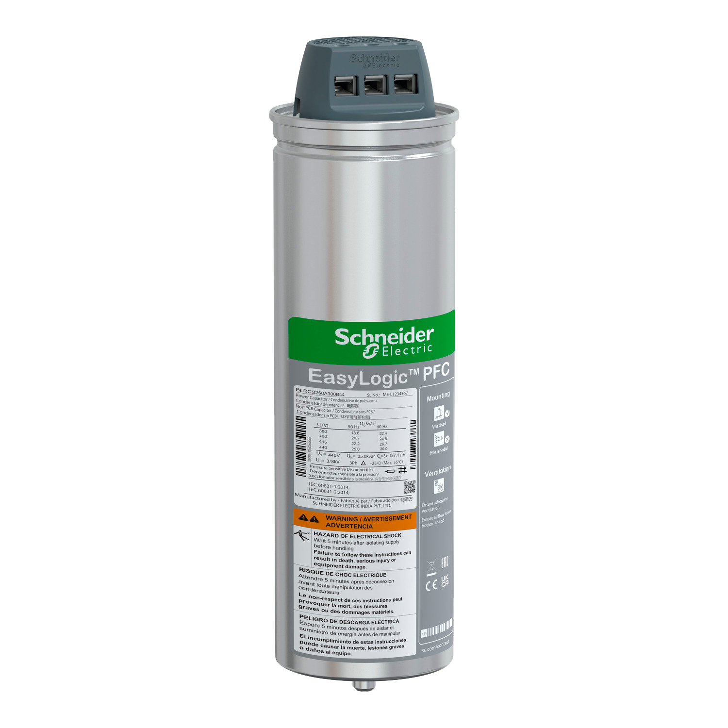 Capacitor Varplus 3 Fases 440VCA 25Kvar Schneider Electric