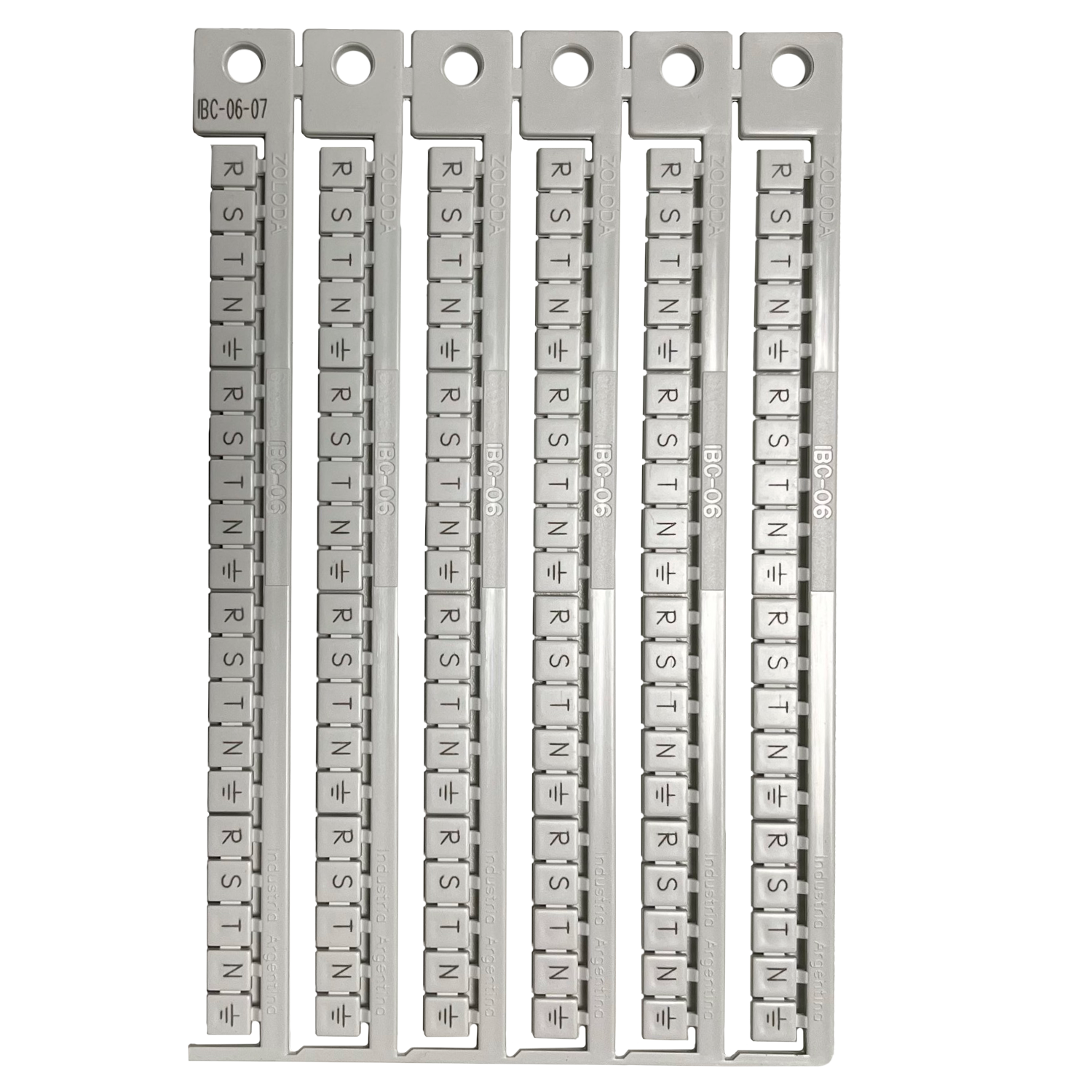 [21938] Plancha Letras R,S,T,N,PE P/Borne 6mm Blanca Zoloda