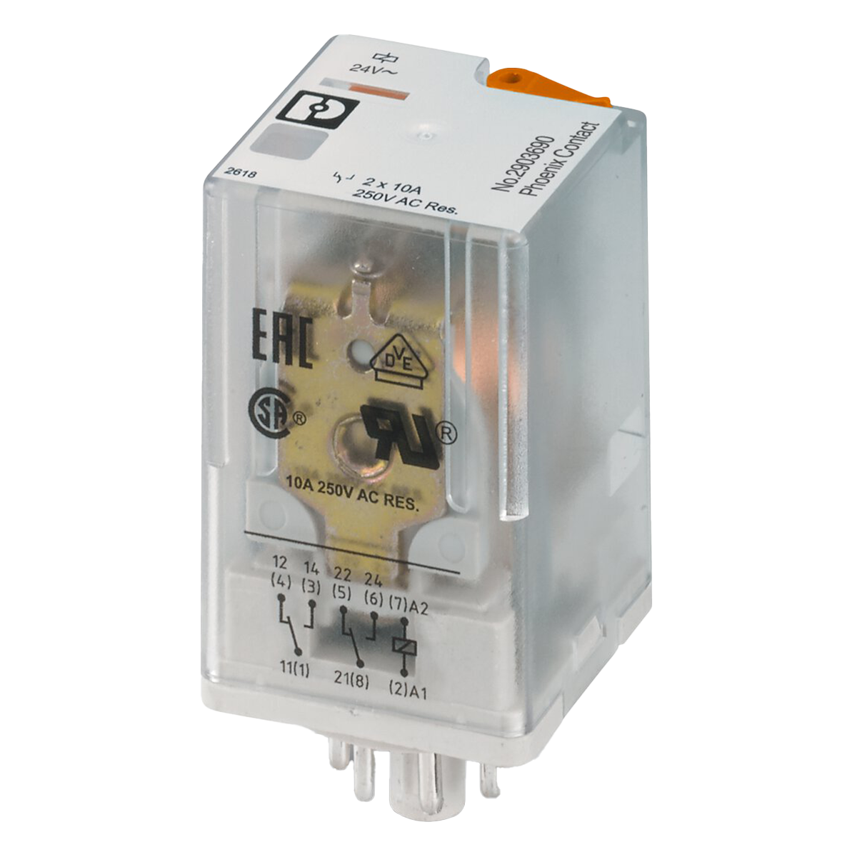 [30415] Relé 2 Inversores 8 Pines 24VCA (or) Zócalo STD Phoenix Contact