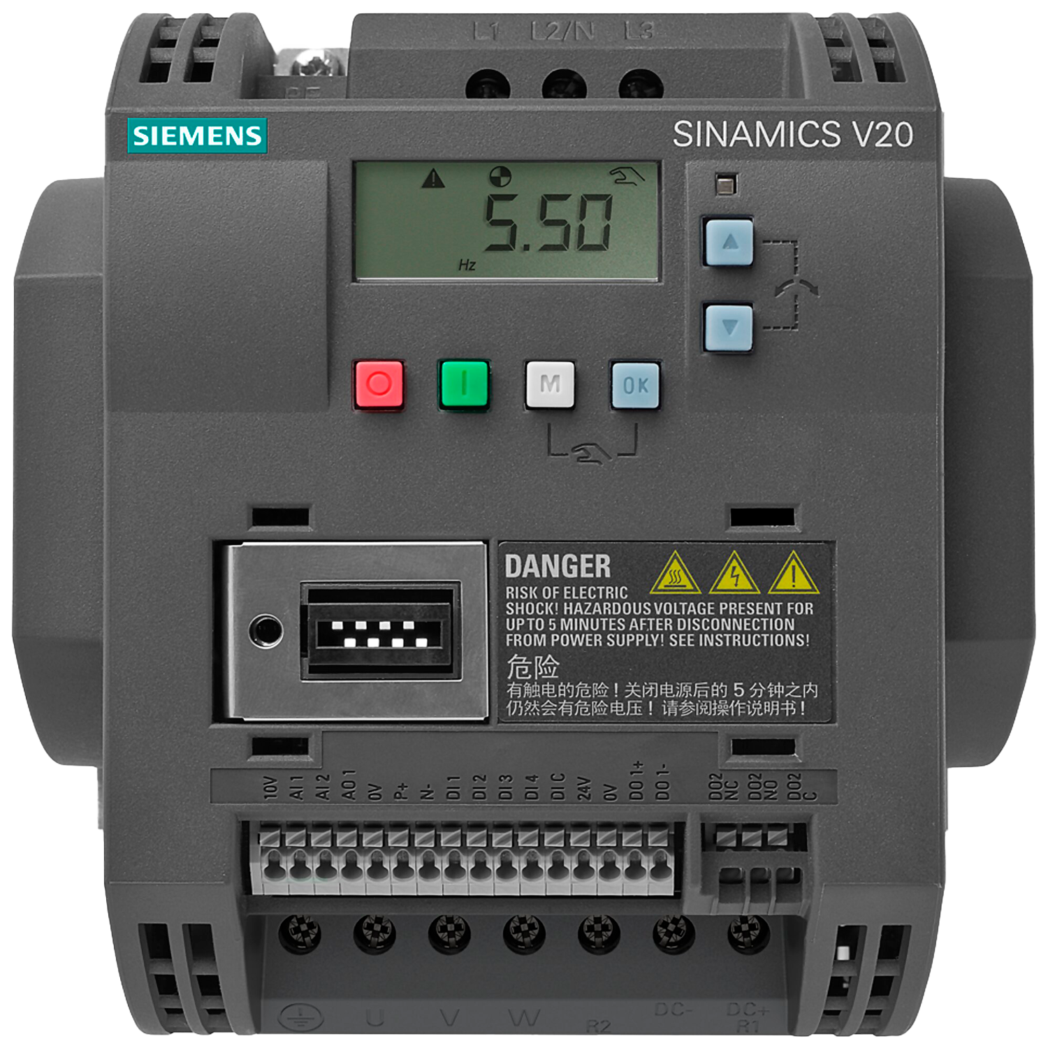 [38158] Variador V20 380/480VCA LO: 4kW/5HP HO: 4kW/5HP S/Filtro USS MB Siemens