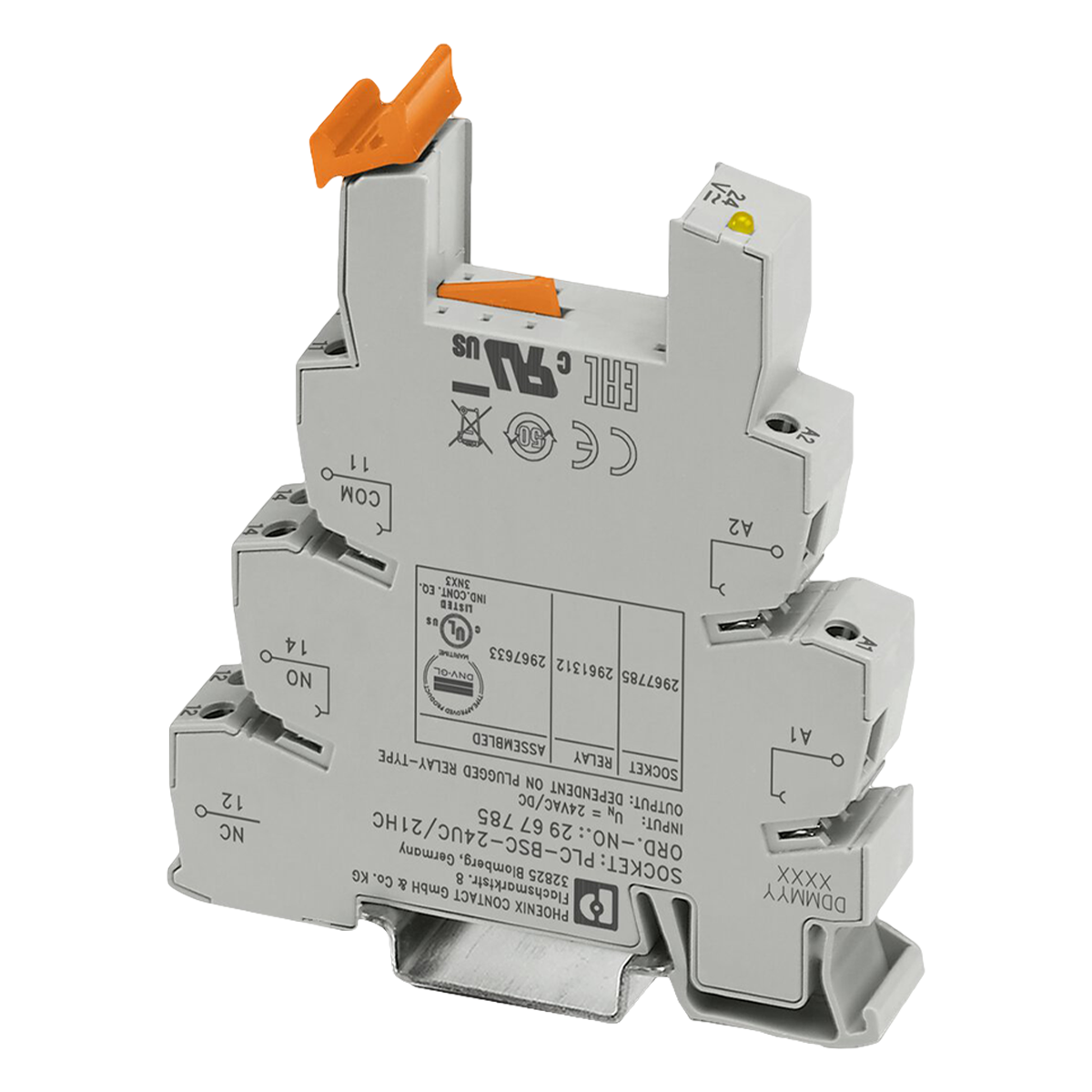 [33132] Zócalo P/Relé Interfaz 1 Inversor 4A 24VCA/CC C/Led Tornillo Phoenix Contact